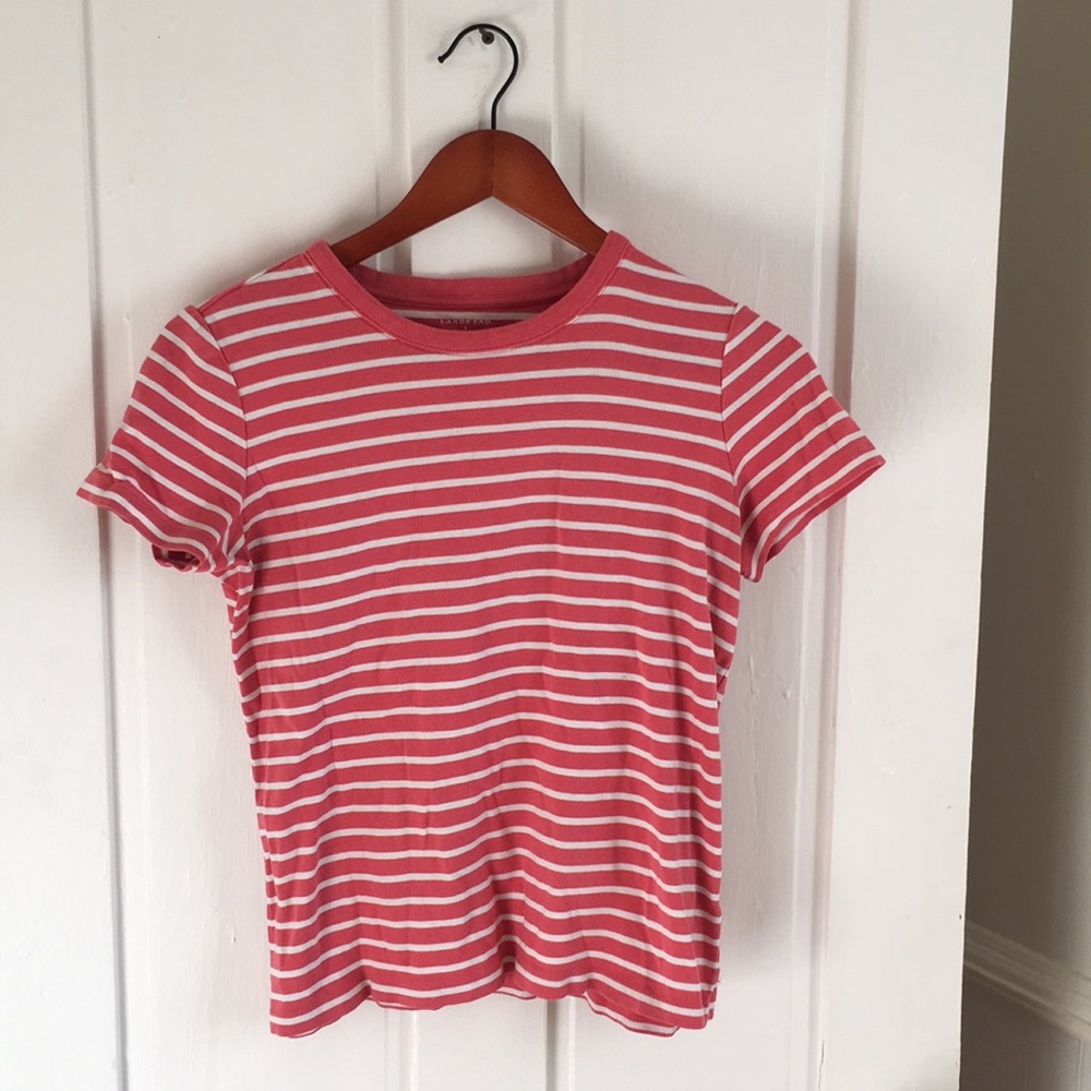 Land's End t-shirt with pink stripes - S